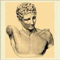 Гермес. Античная мраморная статуя, найденная во время раскопок Олимпии.