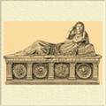 Саркофаг знатной этрусской женщины с ее статуей наверху. Найден в Кьюзи (этрусский