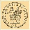 Аллегорическое изображение сената на монете.
