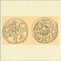 Серебряная монета папы Льва III (795–816) и Карла Великого.