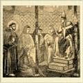 Франциск Ассизский проповедует перед папой Гонорием III.