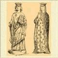 Слева: Святой Людовик. Со статуэтки XIII в., представлявшей собой часть запрестольного
